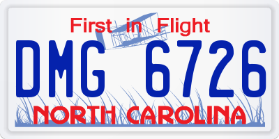 NC license plate DMG6726