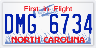 NC license plate DMG6734