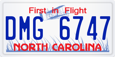 NC license plate DMG6747