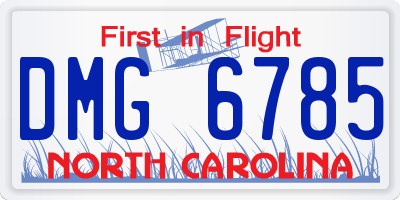 NC license plate DMG6785
