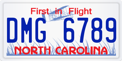 NC license plate DMG6789