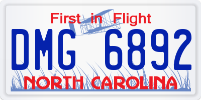 NC license plate DMG6892