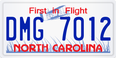 NC license plate DMG7012