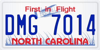 NC license plate DMG7014