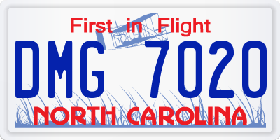 NC license plate DMG7020
