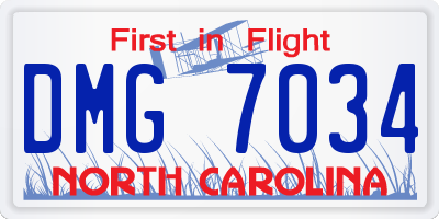 NC license plate DMG7034