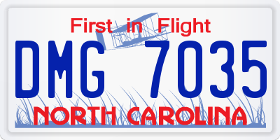 NC license plate DMG7035