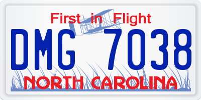 NC license plate DMG7038