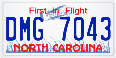 NC license plate DMG7043