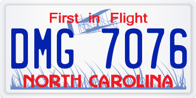 NC license plate DMG7076