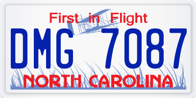 NC license plate DMG7087