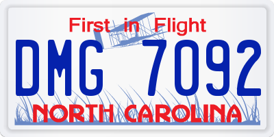 NC license plate DMG7092