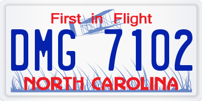 NC license plate DMG7102