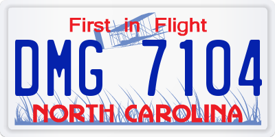 NC license plate DMG7104