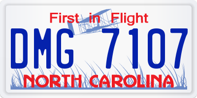 NC license plate DMG7107