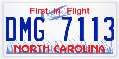 NC license plate DMG7113