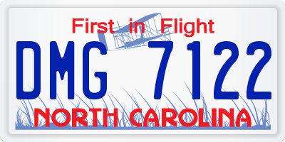 NC license plate DMG7122