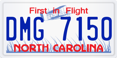 NC license plate DMG7150