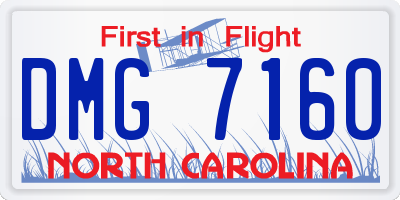 NC license plate DMG7160