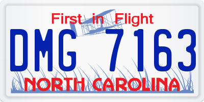 NC license plate DMG7163