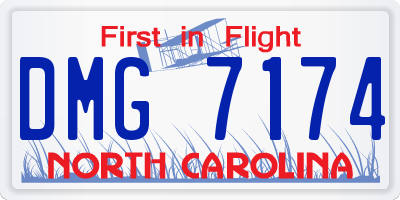 NC license plate DMG7174