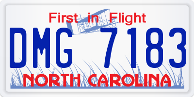 NC license plate DMG7183