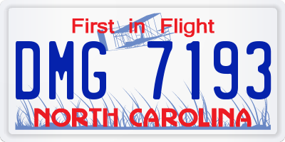 NC license plate DMG7193