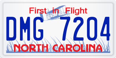 NC license plate DMG7204
