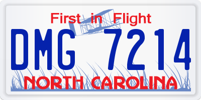NC license plate DMG7214