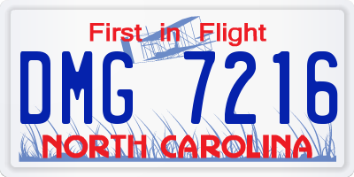 NC license plate DMG7216