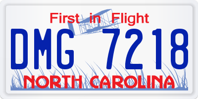 NC license plate DMG7218
