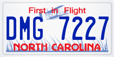 NC license plate DMG7227