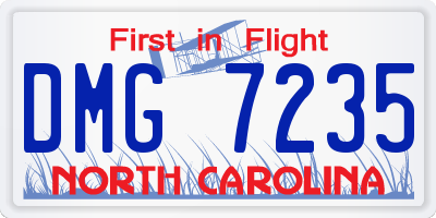 NC license plate DMG7235