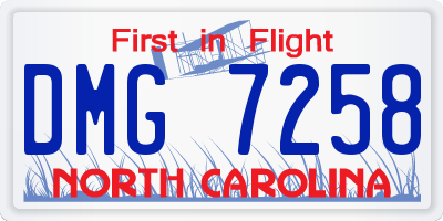 NC license plate DMG7258