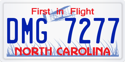 NC license plate DMG7277
