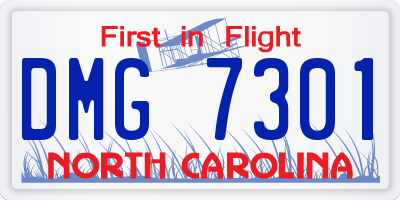 NC license plate DMG7301