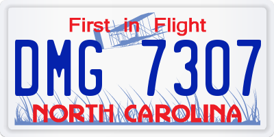 NC license plate DMG7307