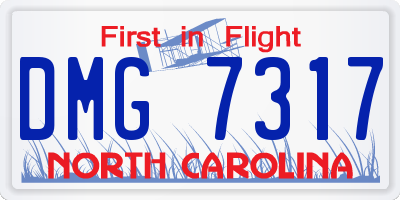 NC license plate DMG7317