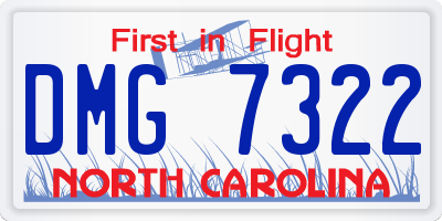 NC license plate DMG7322