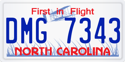 NC license plate DMG7343