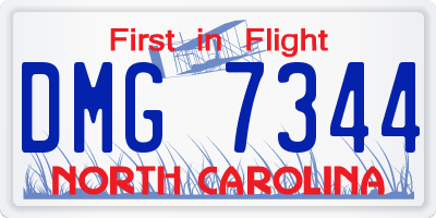 NC license plate DMG7344