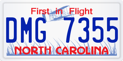 NC license plate DMG7355