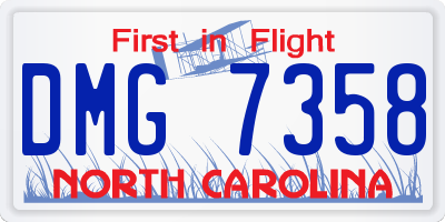 NC license plate DMG7358