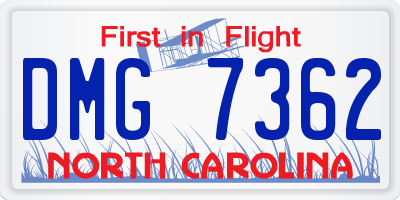 NC license plate DMG7362
