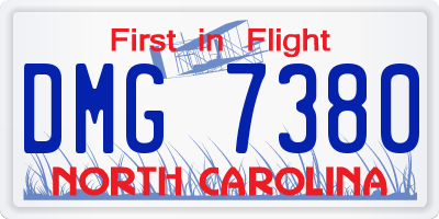NC license plate DMG7380