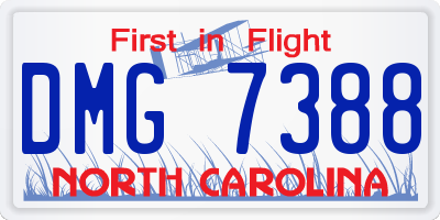 NC license plate DMG7388