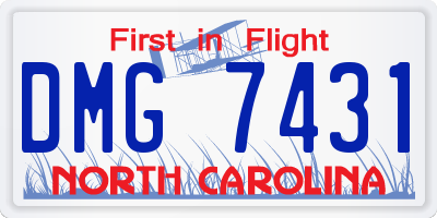 NC license plate DMG7431