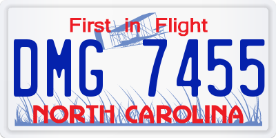 NC license plate DMG7455