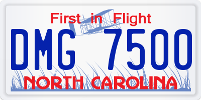 NC license plate DMG7500