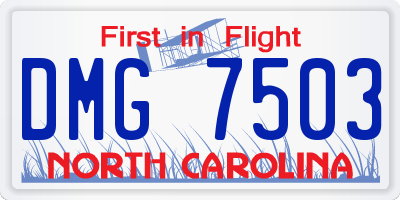 NC license plate DMG7503
